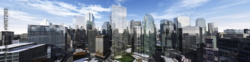 Beautiful view of the skyscrapers, modern city landscape, 3d rendering 