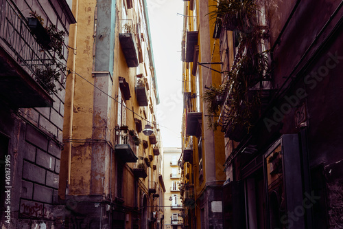 Street view of old town in Naples city, italy Europe © ilolab