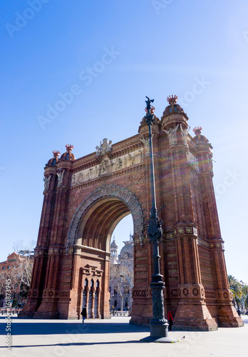Arc de Triomf in Barcelona Europe - street view of Old town in Barcelona, Spain