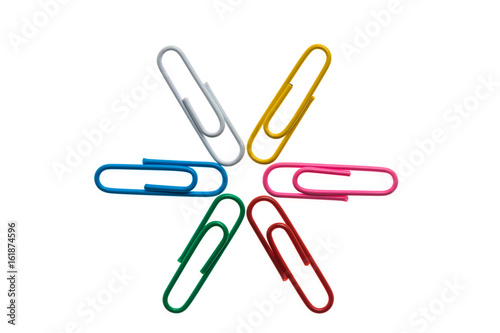 colorful Paper clip isolated on white background