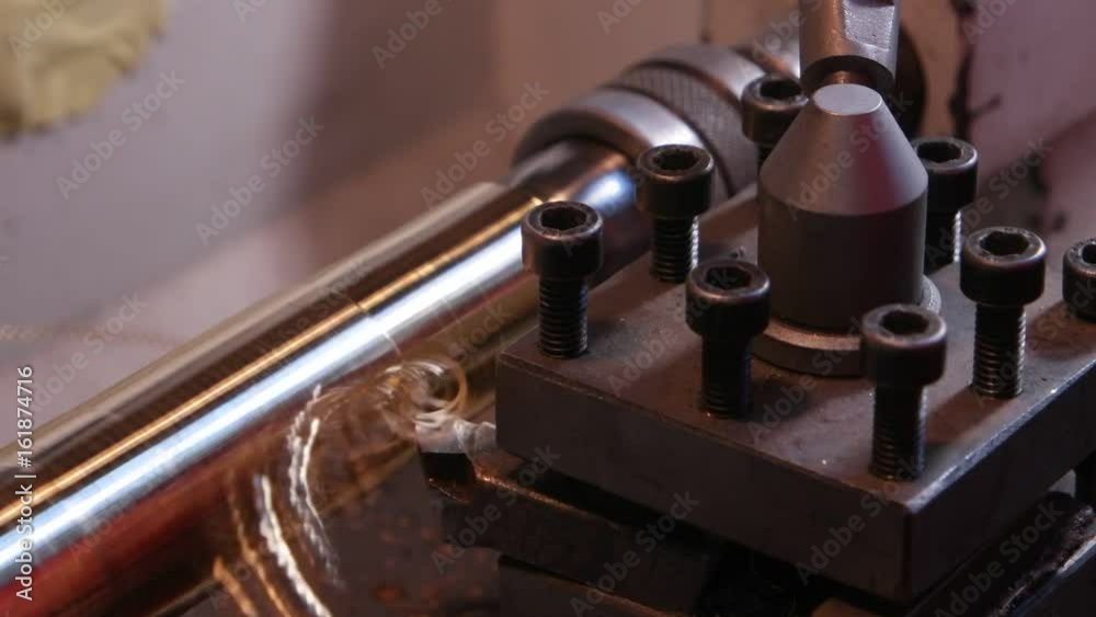 Processing by cutting of brass work piece on the lathe Processing by cutting of brass work piece on the lathe