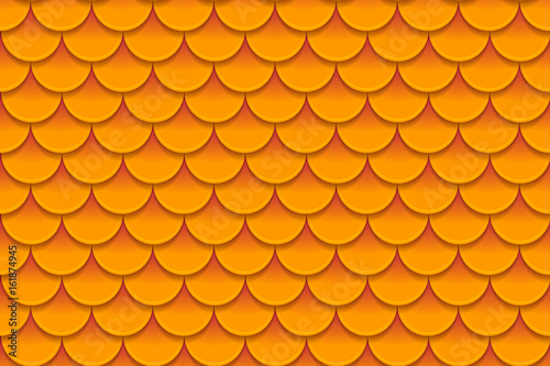 Seamless pattern of colorful orange fish scales. Fish scales, dragon skin, Ja...