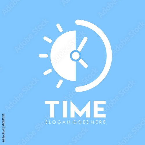 Time and alarm clock logo design vector