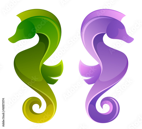 Stylized sea horse on a white background