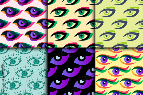 Eye blinker seamless pattern vision daylight glimmer template keeker light peeper company vector illustration