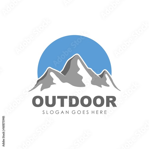 Mountain and outdoor logo design vector