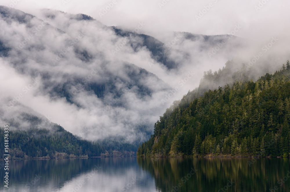 Misty Morning at Lake Crescent at Olympic National Park