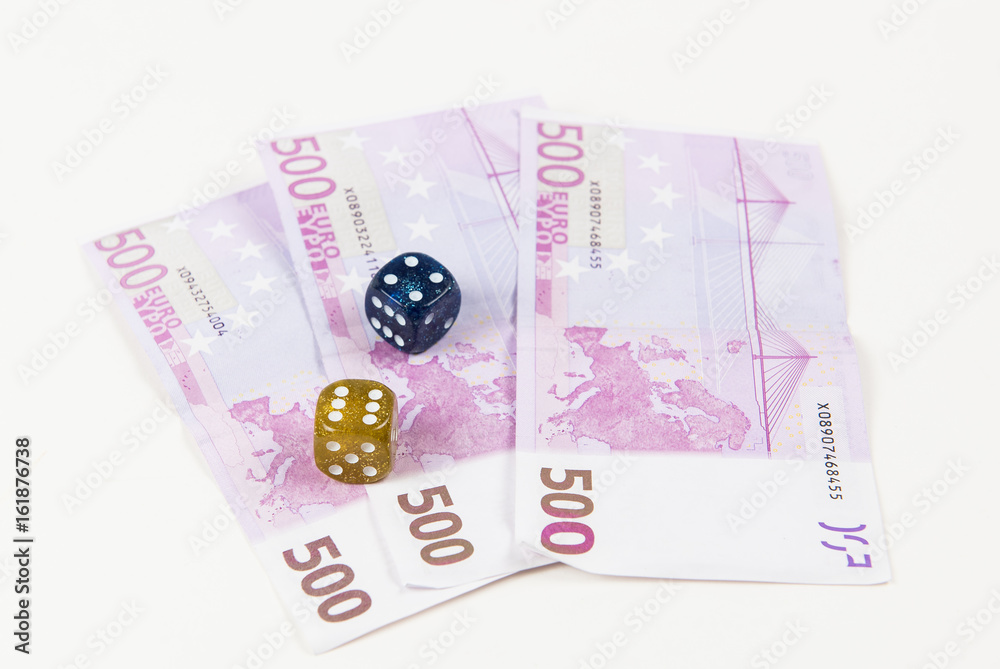Euro notes and dice