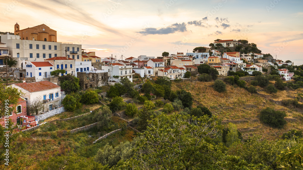 View of Ioulida village on Kea island in Greece.
