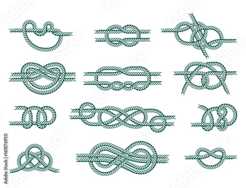 Sea boat rope knots vector illustration isolated marine navy cable natural tackle sign