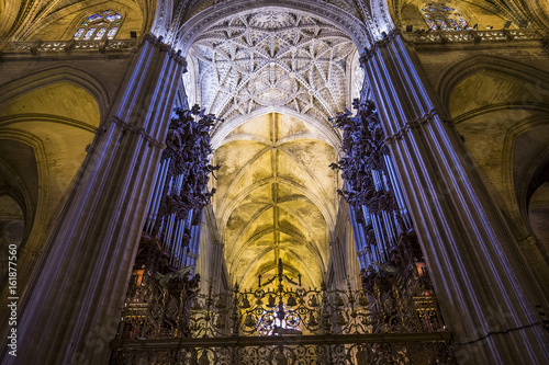 interiors of Seville cathedral  Seville  Andalusia  spain