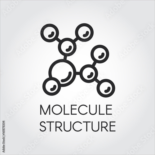 Molecule stucture linear icon. Label of chemical compound. Vector illustration for scientific, chemical, physical, educational and other projects