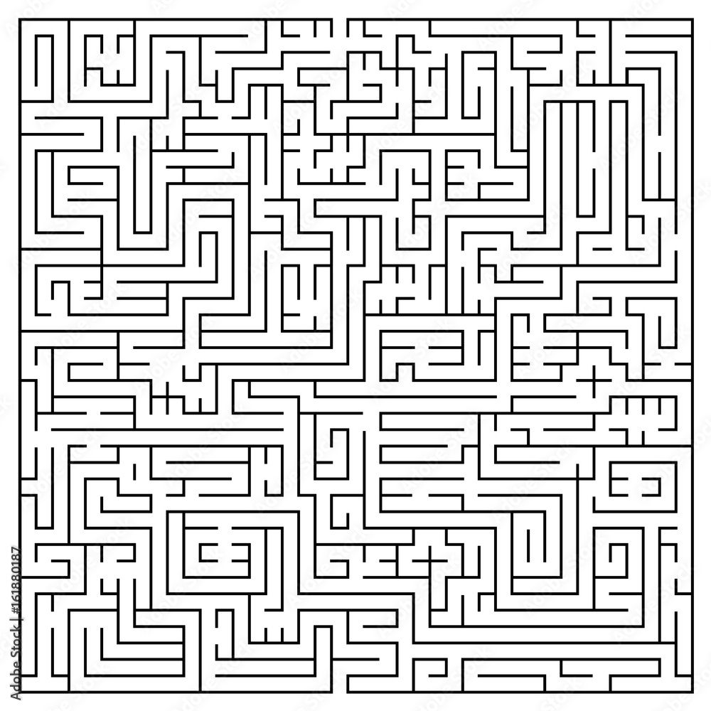 Complex maze puzzle game (high level of difficulty). Black and white labyrinth business concept 
