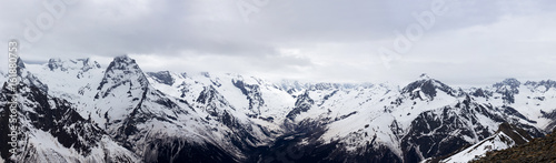 Panorama of the Caucasus mountains. The Dombai mountain landscape