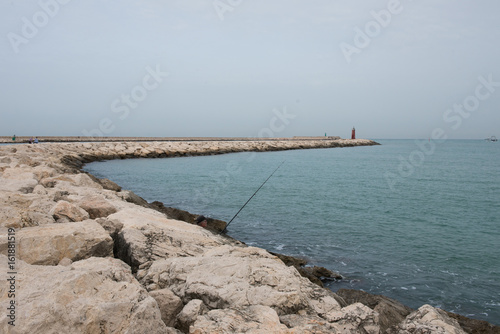 The outer harbour wall of Denia  Spain