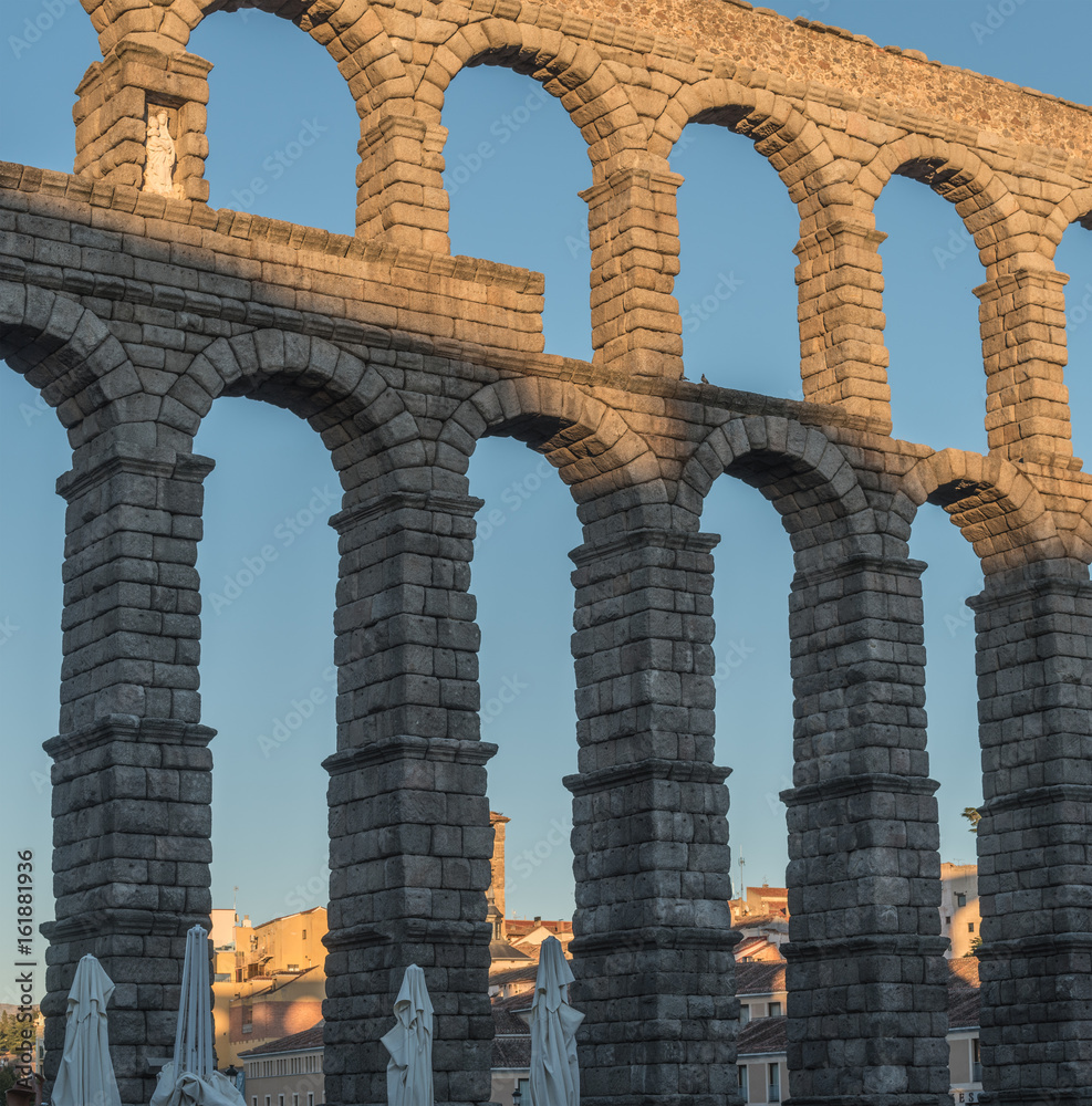 Sunset opn the Roman aqueduct of Segovia Sunset opn the Roman aqueduct of Segovia