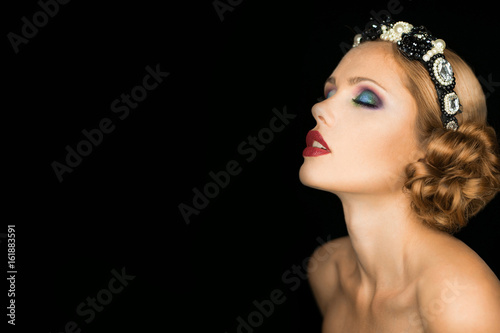 Portrait of beautiful brunette woman. Fashion photo
