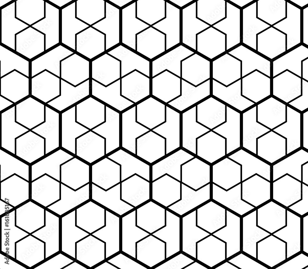 Seventies inspired hexagon pattern background in black and white Seventies inspired hexagon pattern background in black and white