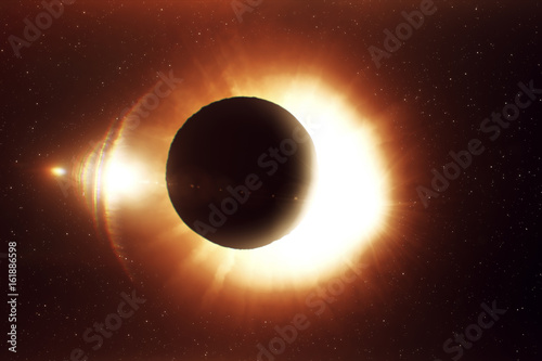 A beautiful solar eclipse, a realistic illustration