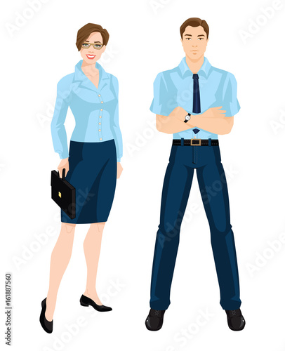 Vector illustration of corporate dress code. Group of business people. Professional man and woman in formal clothes isolated on white backgroun