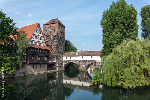Weinstadl at the river Pegnitz in the old town of Nuremberg, Germany during the day photo