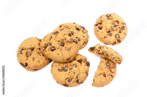 Tasty biscuits with chocolate isolated on a white background