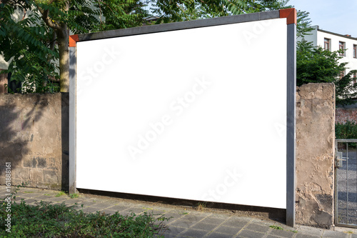 Blank ad space sign isolated in the street