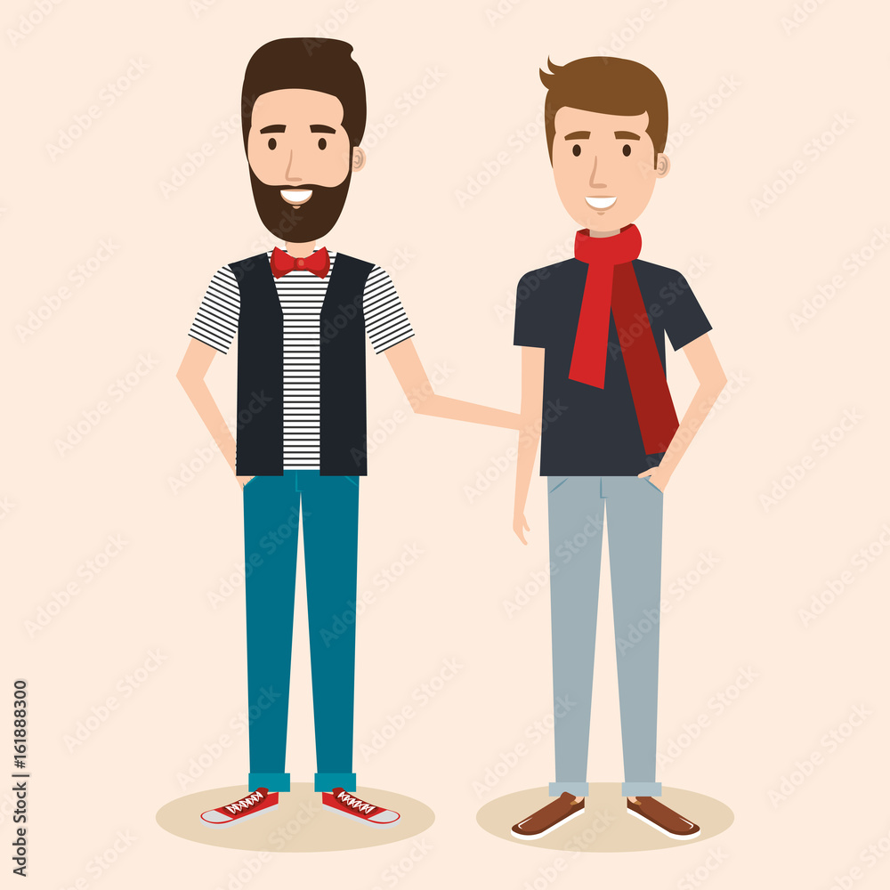 Young hipster men over light background vector illustration