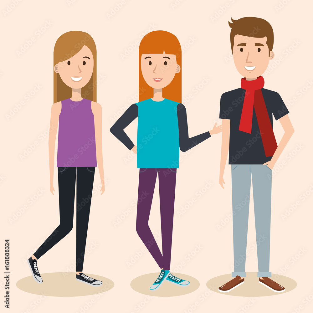 Young people over light background vector illustration