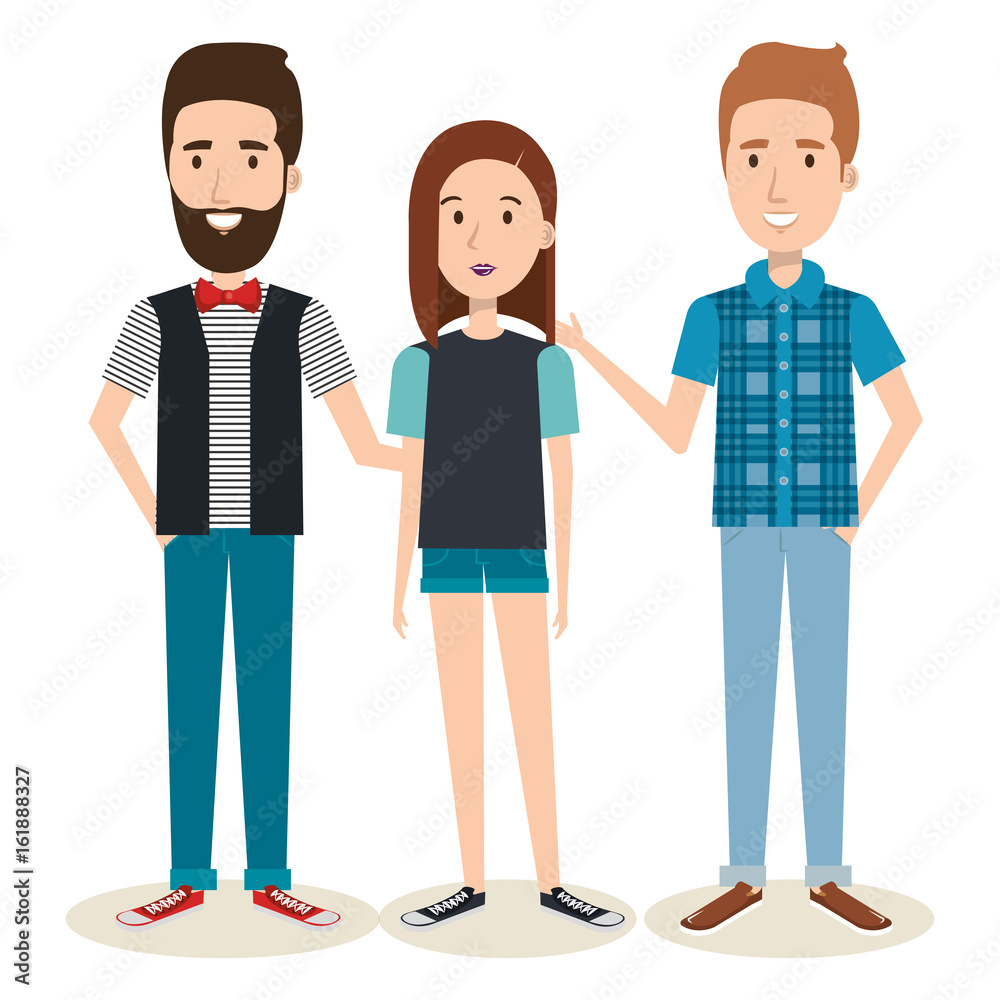 Young people over light background vector illustration