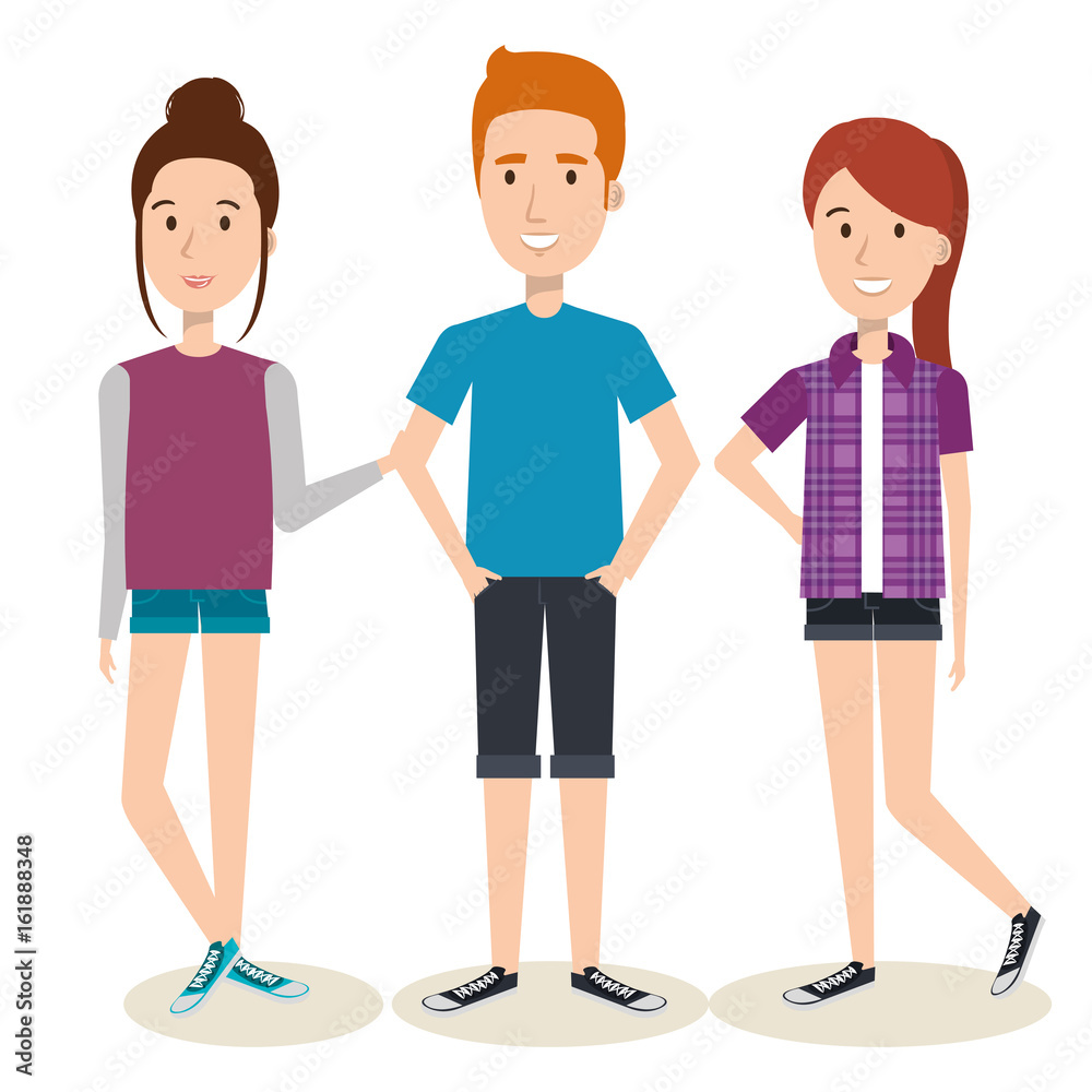 Young people over light background vector illustration Young people over light background vector illustration