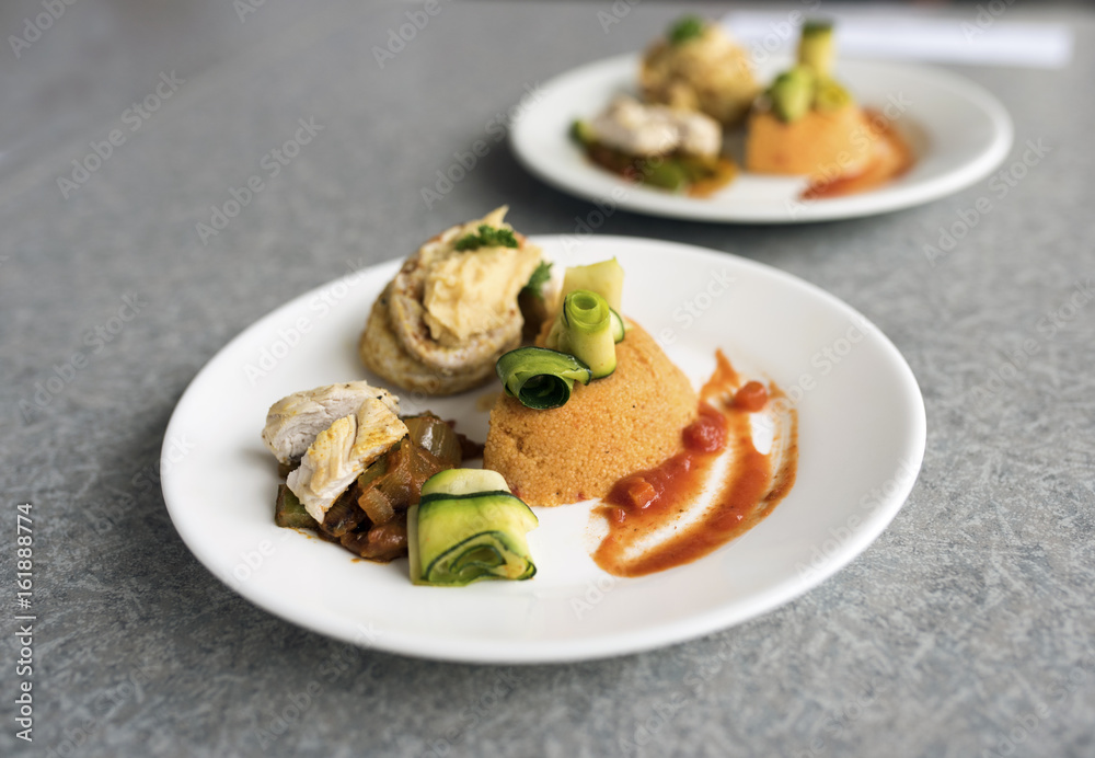 Assiette culinaire - Présentation d'une entrée