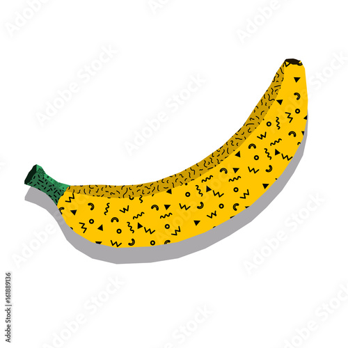 Seamless pattern cute design. Memphis background hand drawn elements, bananas and watercolor effect. Textile print for bed linen, jacket, package design, fabric and fashion concepts.