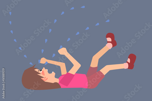 child in hysterics on the floor vector cartoon