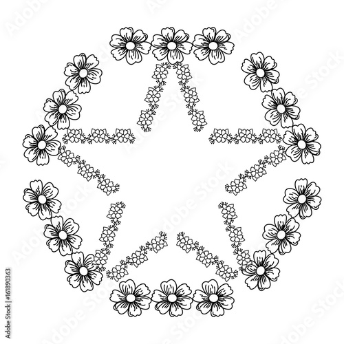 Star shaped floral frame vector illustration design