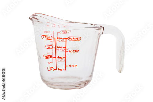 Empty measuring cup isolated on white background  with clipping path.