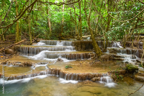 Beautiful water stream of waterfall