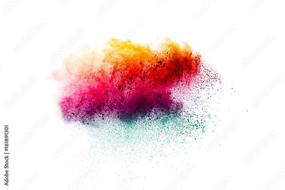abstract powder splatted on white background,Freeze motion of color powder exploding