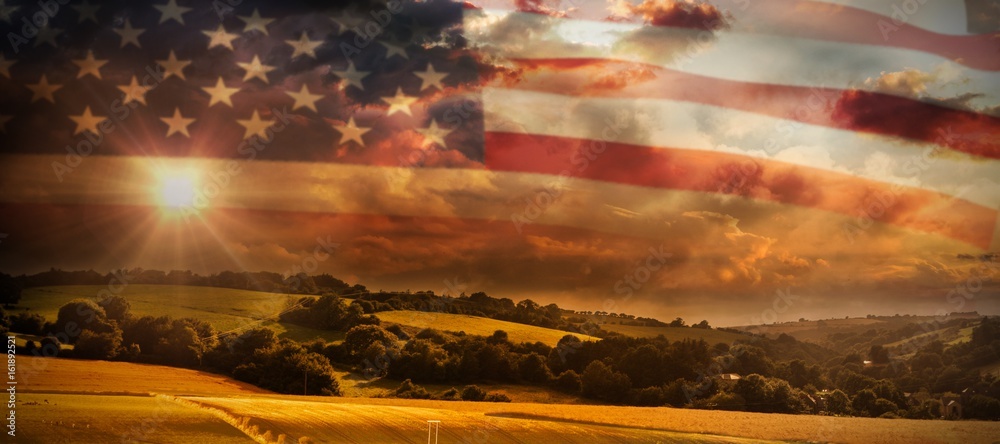 Naklejka premium Złożony obraz z bliska amerykańskiej flagi