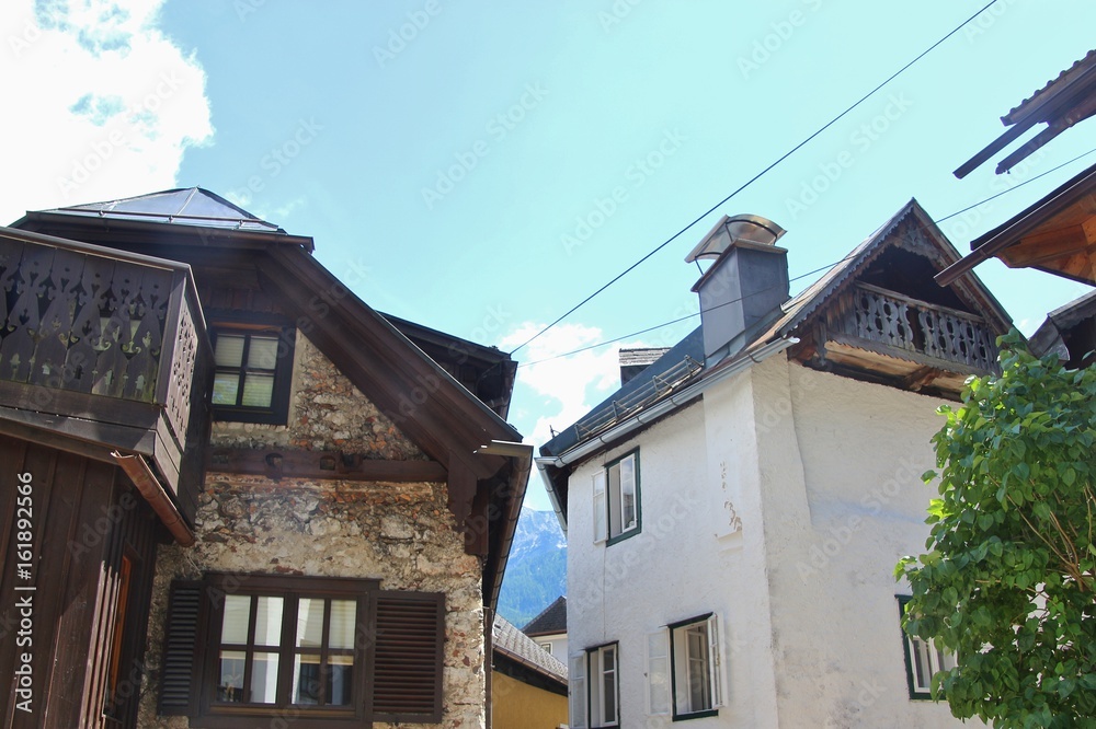 The picturesque historic town Hallstatt on lake Hallstatter See, Austria, popular with tourists, especially from Asia and the United States of America. A world heritage site of the Unesco. Europe.