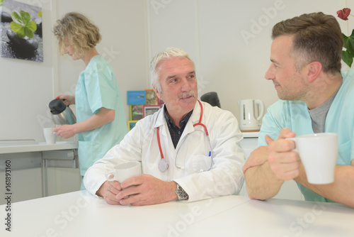 medical doctor team taking coffee break