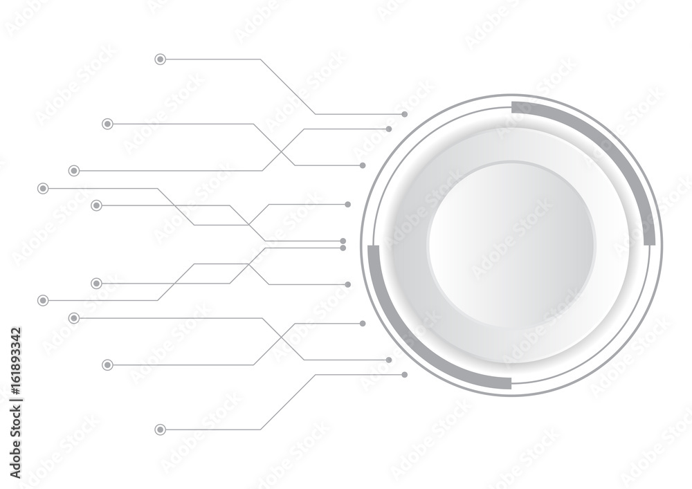 Abstract circuit lines and white button vector technology background