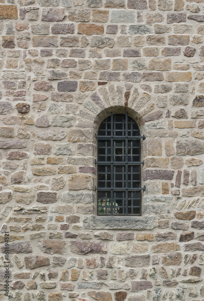 wall with barred window