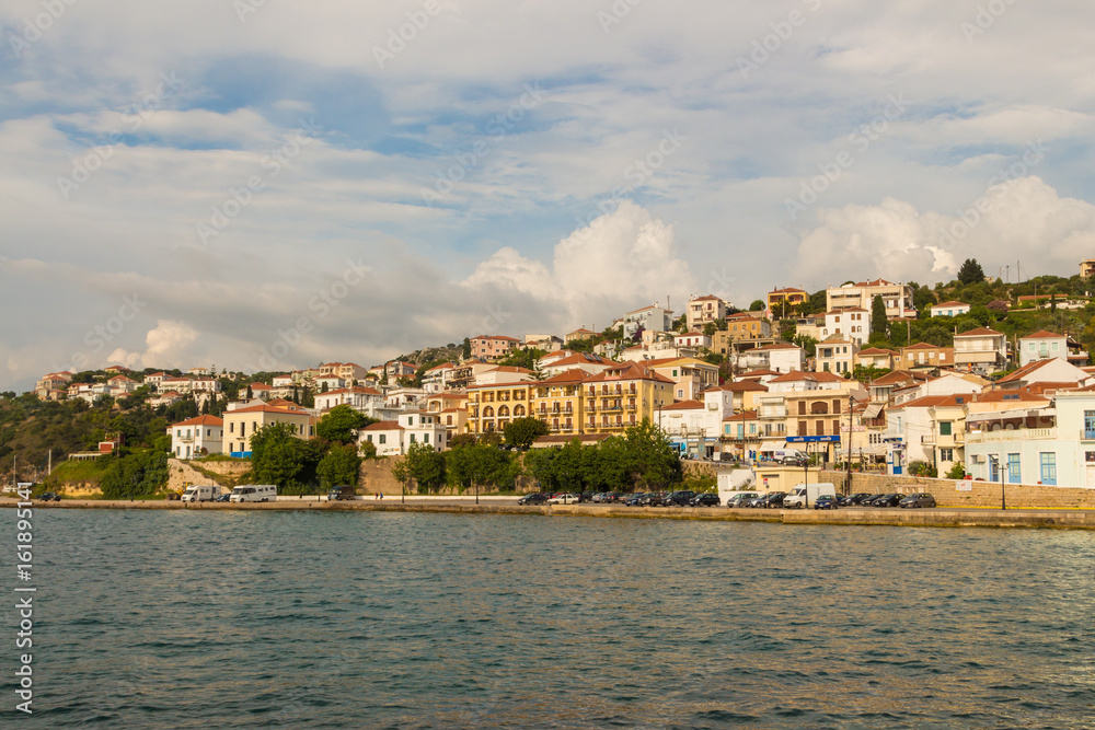 Panoramic view of the town of Pylos, located in Messinia prefecture, Greece