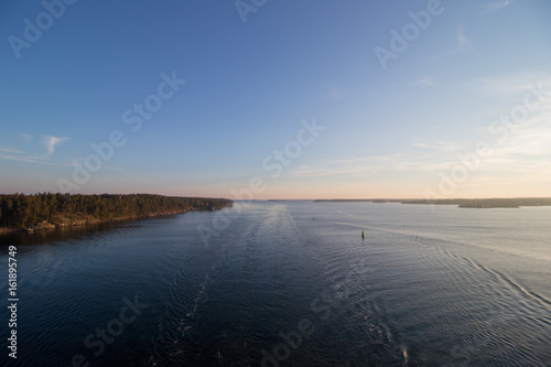 Photography Cruise ship's wake in the Stockholm archipelago in Sweden.