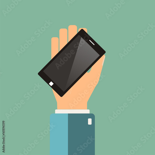 Buying smartphone. The hand hold smartphone. Vector
