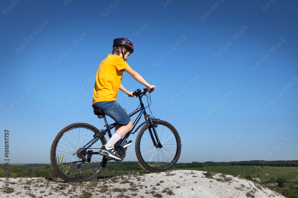 Mountain bike.Sport and healthy life.Extreme sports.Mountain bicycle and man.Life style outdoor extreme sport