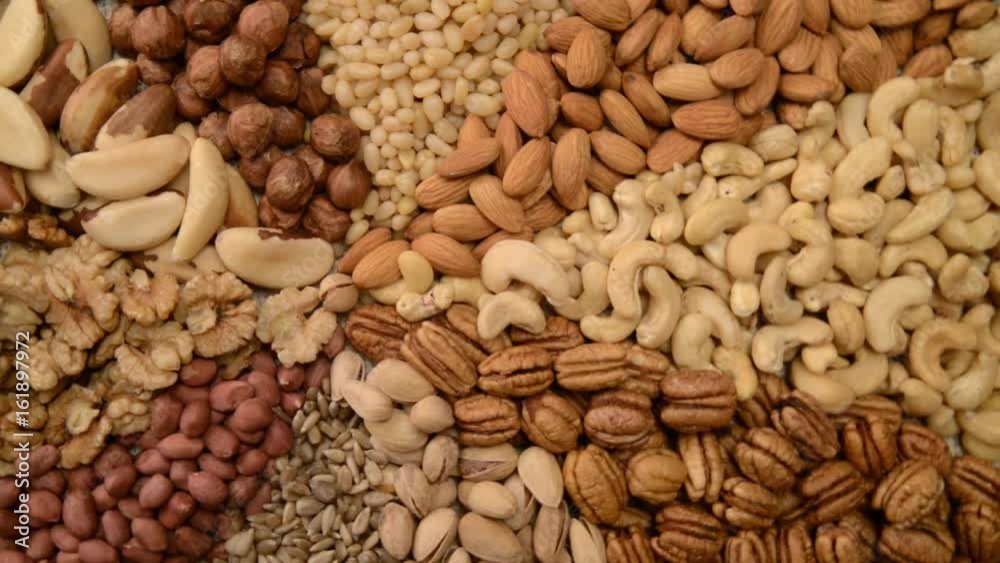Nuts mix in a canvas bag in table. Nuts mix in a canvas bag in table.