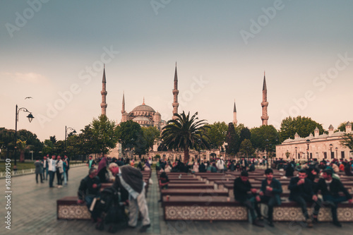 View of the famous Blue Mosque (Sultanahmet Camii). Istanbul. Turkey.Retro style filtered photo.