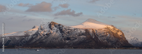 Sunset view on a mountain fjord near Molde in Norway